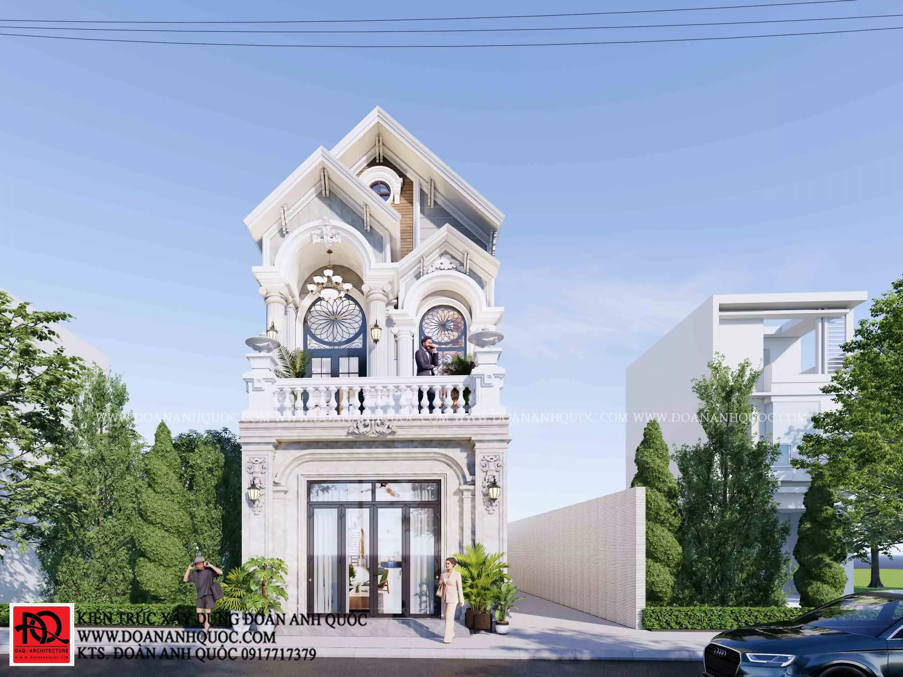 Xây dựng trọn gói nhà phố tân cổ điển mái thái 1 trệt 1 lầu 6x15m tại Phan Thiết